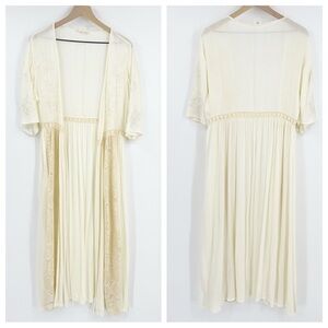 ILLA ILLA Lace Crochet Boho Festival Long Kimono Size Small Maxi Cover Up